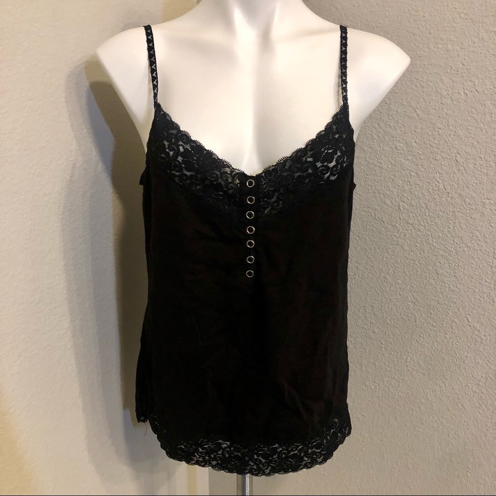 Newport News Womens Black Laced Tank Top - Size L